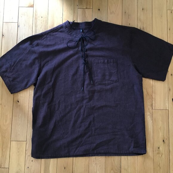 Brown Medieval D&D Tie Up Collar Tunic Pub Wear - Picture 12 of 16